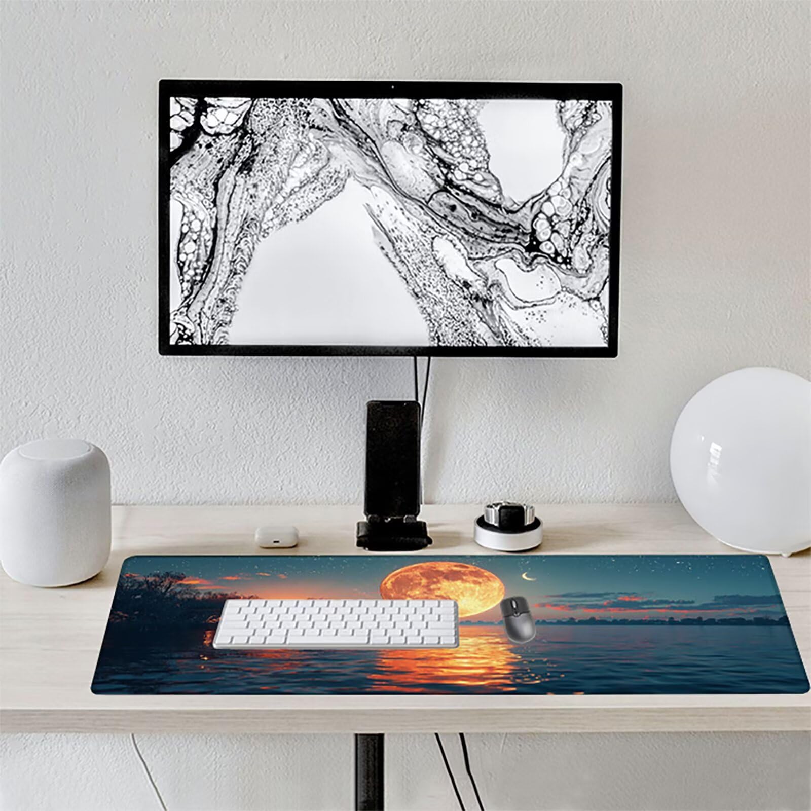 Luna Alfombrilla Ratón Gaming XXL 1500 x 800 mm, Alfombrilla Gaming Amarillo Mousepad con Base de Goma Antideslizante, Impermeable Desk Mat para Teclado y Raton, Accesorios Gaming, Regalos Z-4