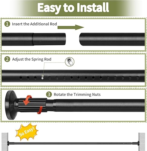 Miniatura 7 de Varillas de cortina Warp Alrededor, 2 paquetes de barras de cortina de níquel para ventana de 28 a 48 pulgadas, barras de cortina de oscurecimiento