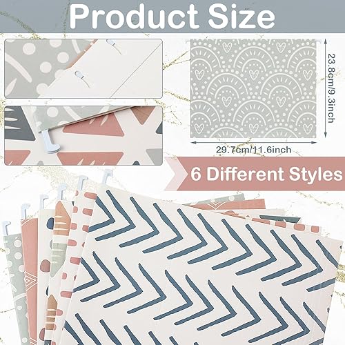 Miniatura 4 de 30 carpetas colgantes bohemias, tamaño carta, carpeta colgante con pestañas ajustables, carpetas surtidas para oficina, gabinete, hogar, cajón,