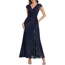 Ever-Pretty Womens Glitter V-Neck Formal Wedding Guest Dress Sequin Stretchy Mother of Bride Dresses Evening Gown 02657
