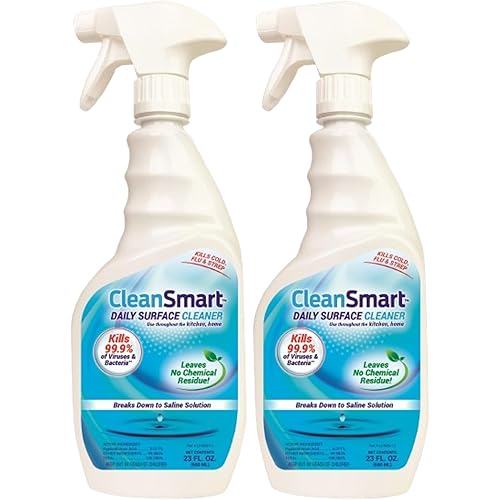 CleanSmart Daily Surface Cleaner and Pet-Safe Disinfectant, Kills 99.9% of Viruses, Bacteria, 23 ounce Bottle (Pack of 2)