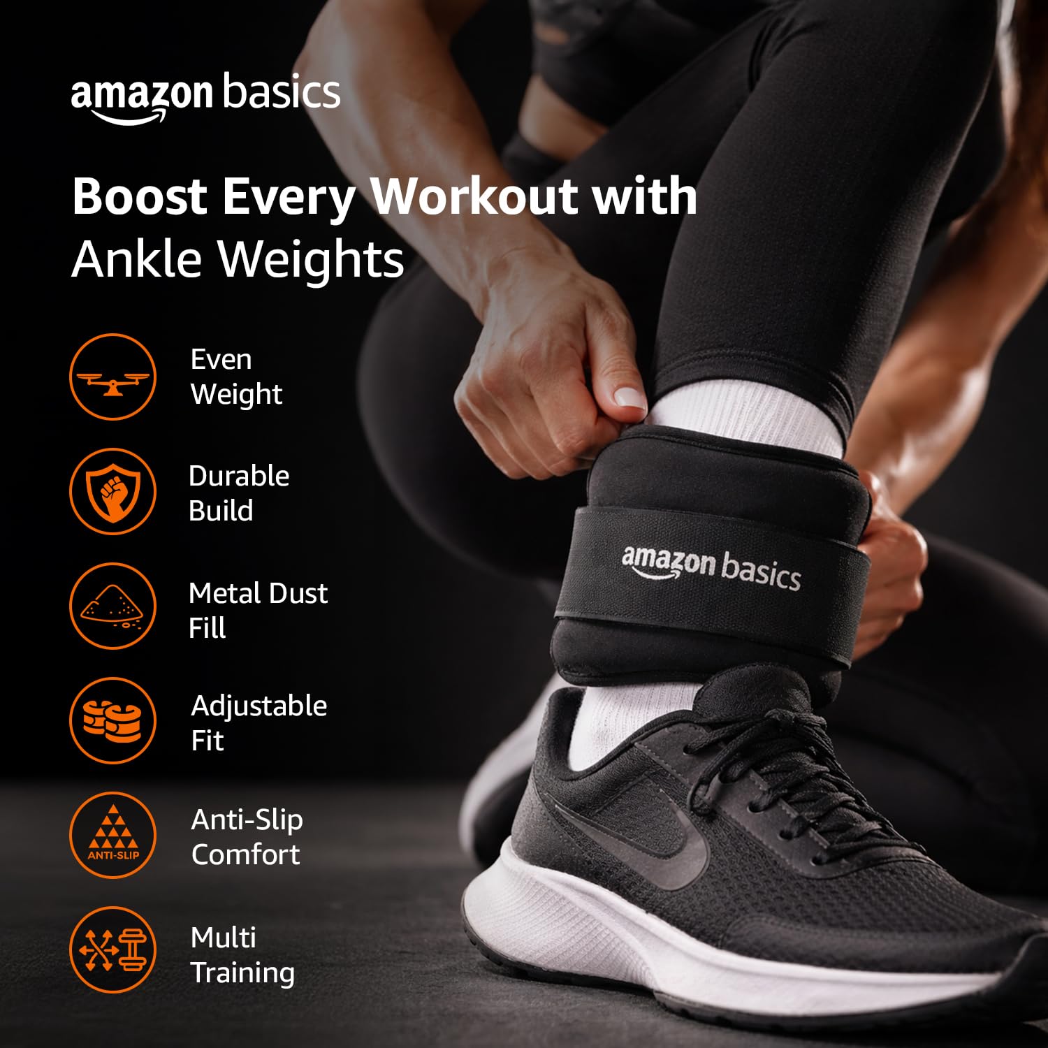 Amazon Basics Neoprene Ankle Weight, 1 Kg, Set of 2