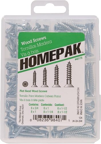 Hillman HOMEPAK 42172 Flat Head Square Drive Wood Screws 6 inches, Zinc
