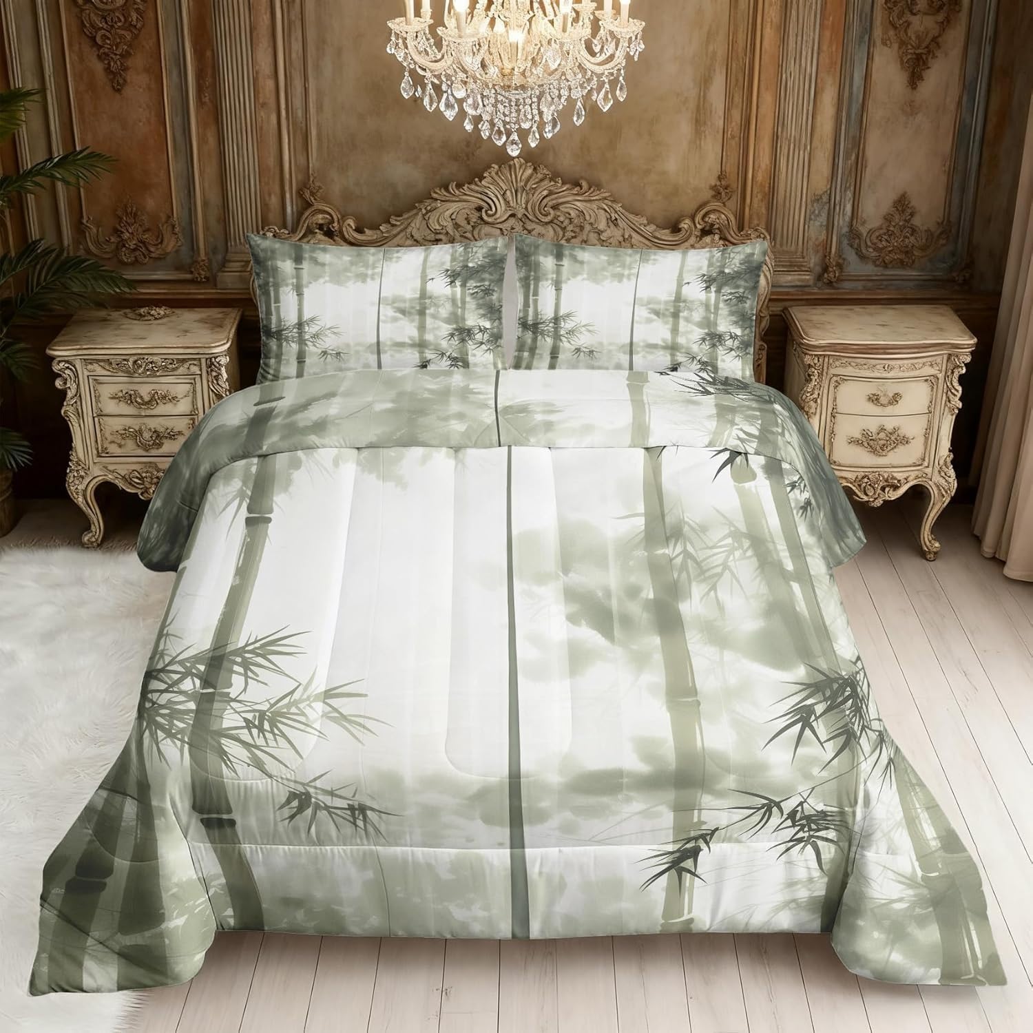 Édredon chaude décoration vert bambou pour lit enfant 1 personne