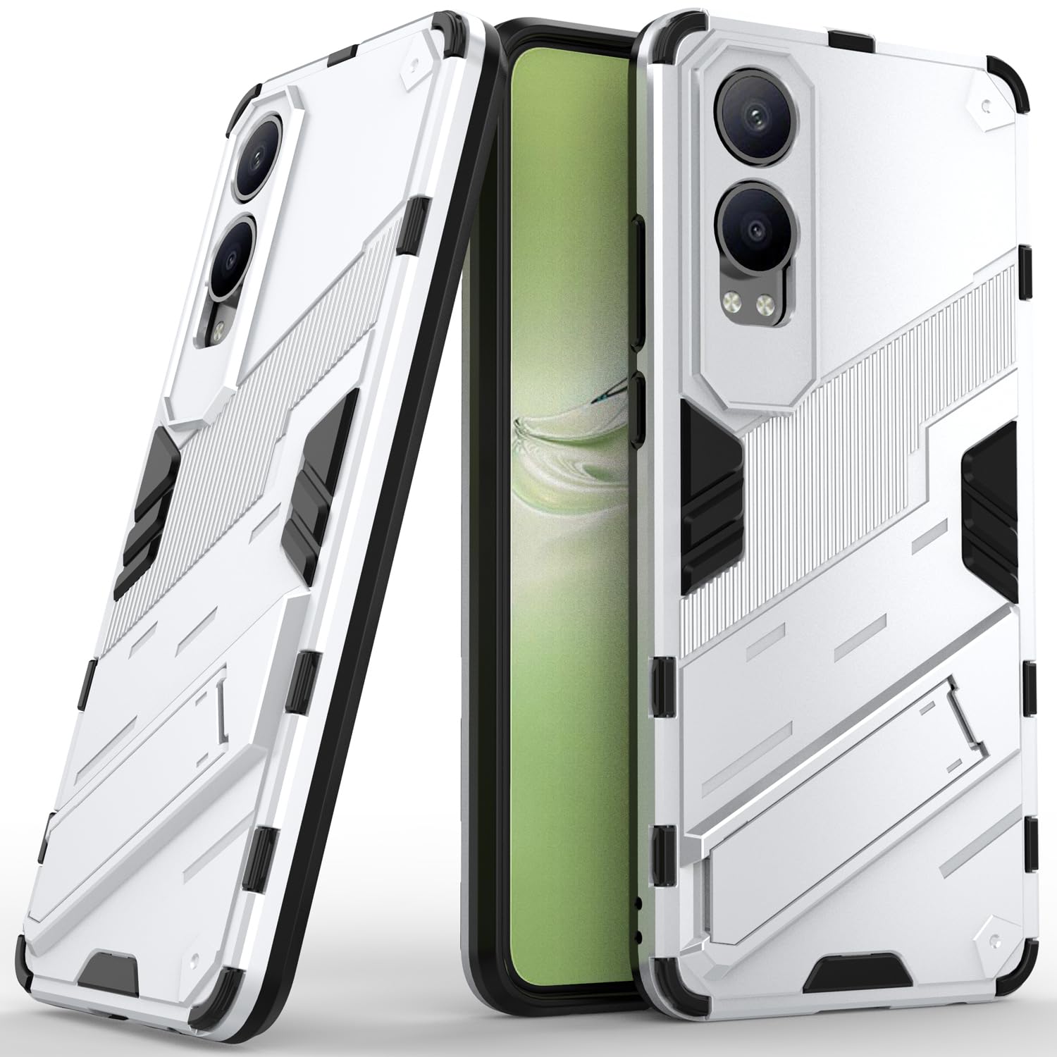 SCIMINPhone Case for Oppo K12x, Two-layered Protection Hard Shell Case with Integrated Two-way Kickstand White