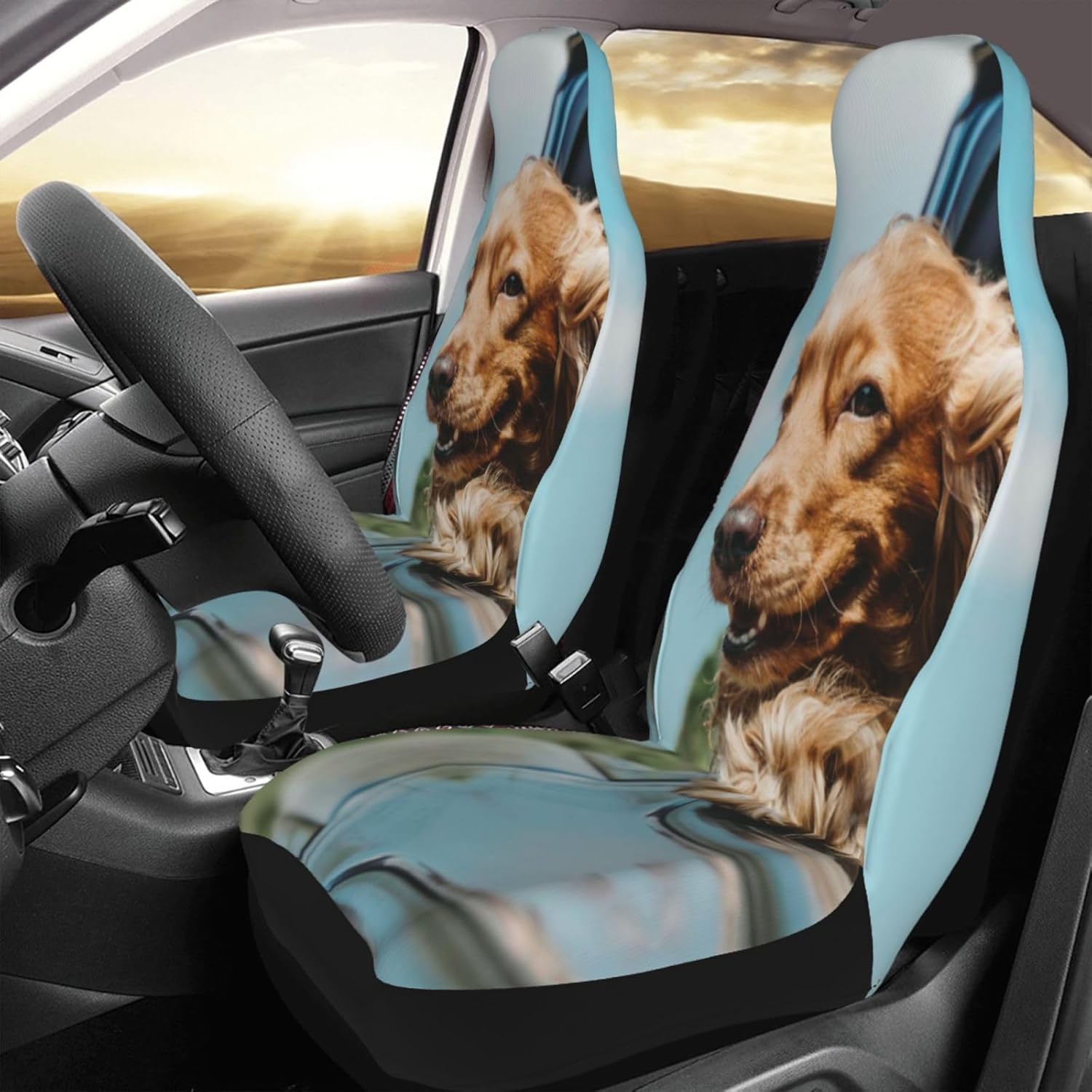 Custom Car Seat Covers for Front Seats Personalized Image Text Car Interior Seat Protector Case Customized Elastic Universal Auto Interior Cover for Trucks Van Sedan SUV Cars (2)