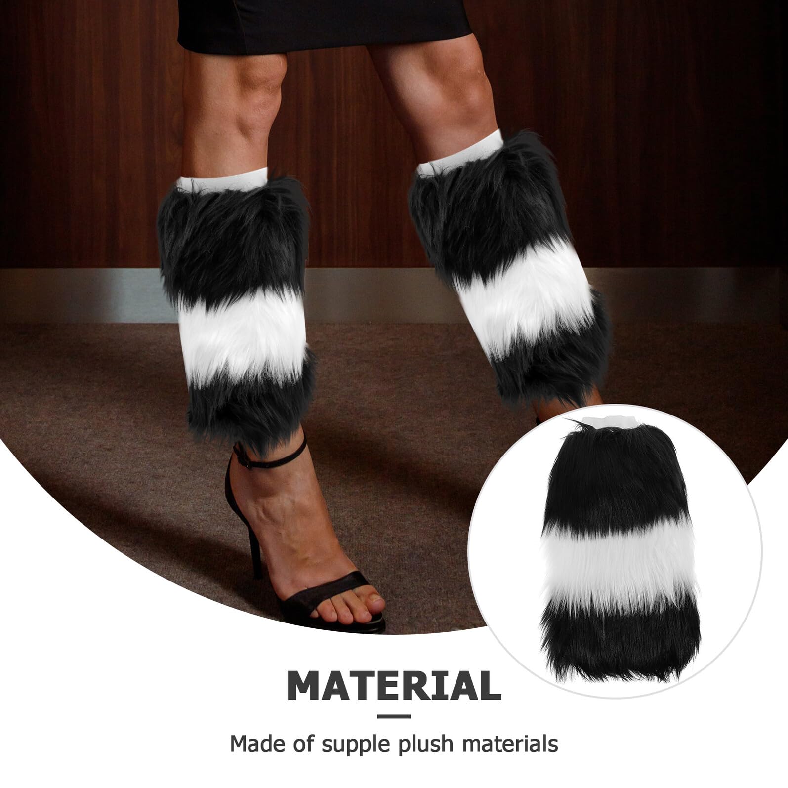 FOMIYES Calentadores de Piernas de Felpa Cálidos y Largos para Mujer, Diseño Peludo, Moda Invierno