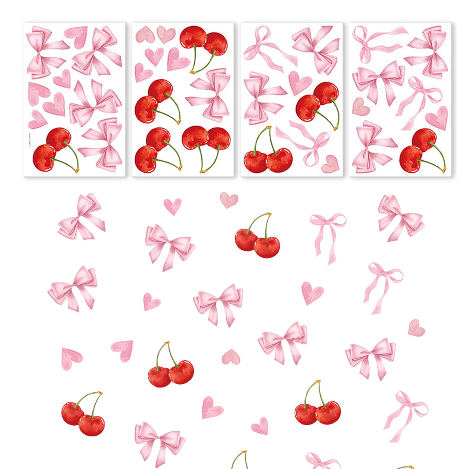 Labyrinxel Pink Bow Wall Stickers 4 Sheets Self Adhesive Decor for Girls Bedroom Nursery