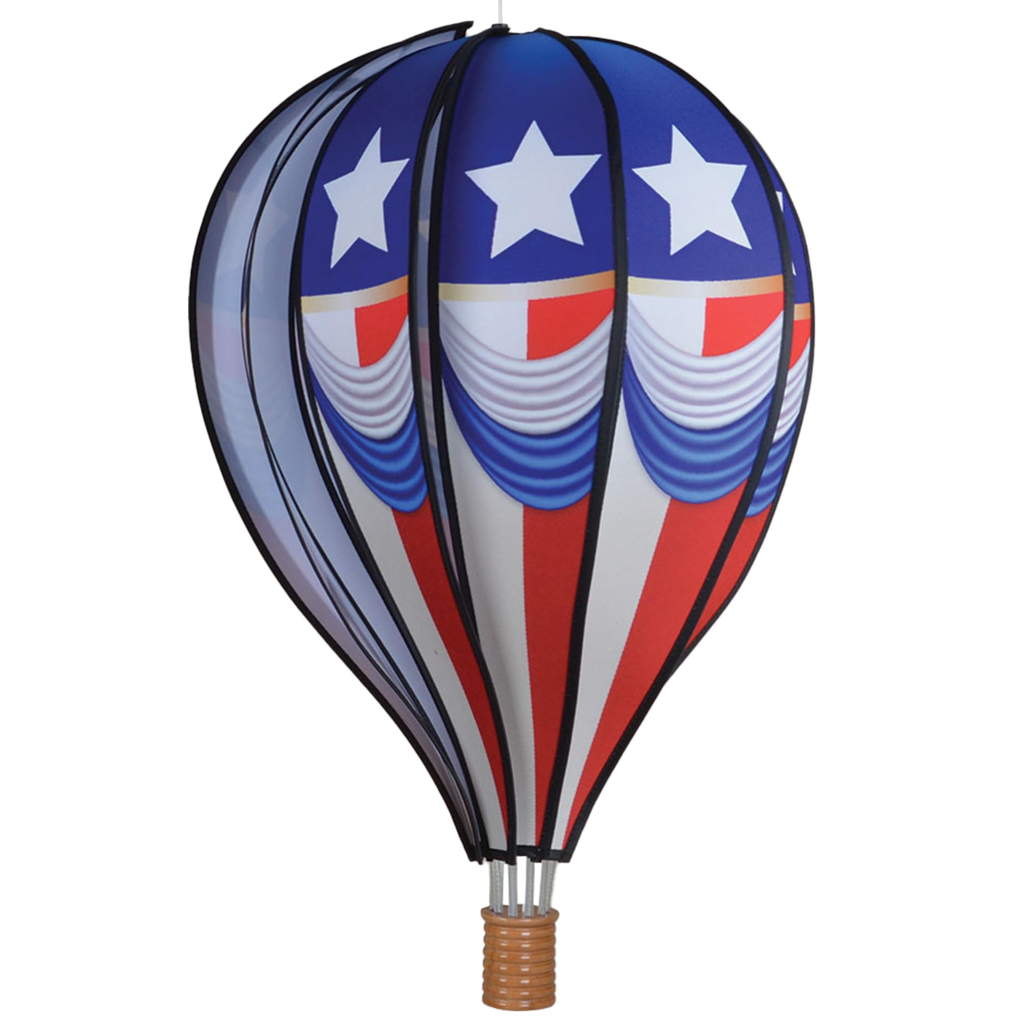 Hot Air Balloon Hanging Garden Spinner 26\" - Vibrant Checkered Rainbow Design