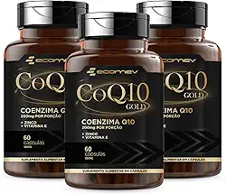 3Un Coenzima Q10 Gold 200Mg De CoQ10 Pura + Vitamina E + Zinco 60 Cáps - Ecomev