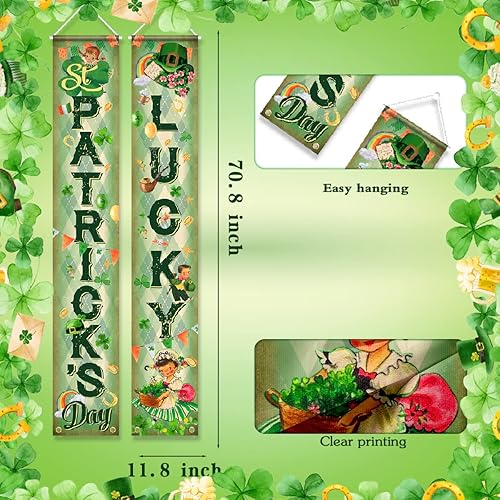 Miniatura 4 de Cartel de porche de San Parker suministros vintage de San Patricio estilo retro pancarta de bienvenida para puerta delantera de la suerte para