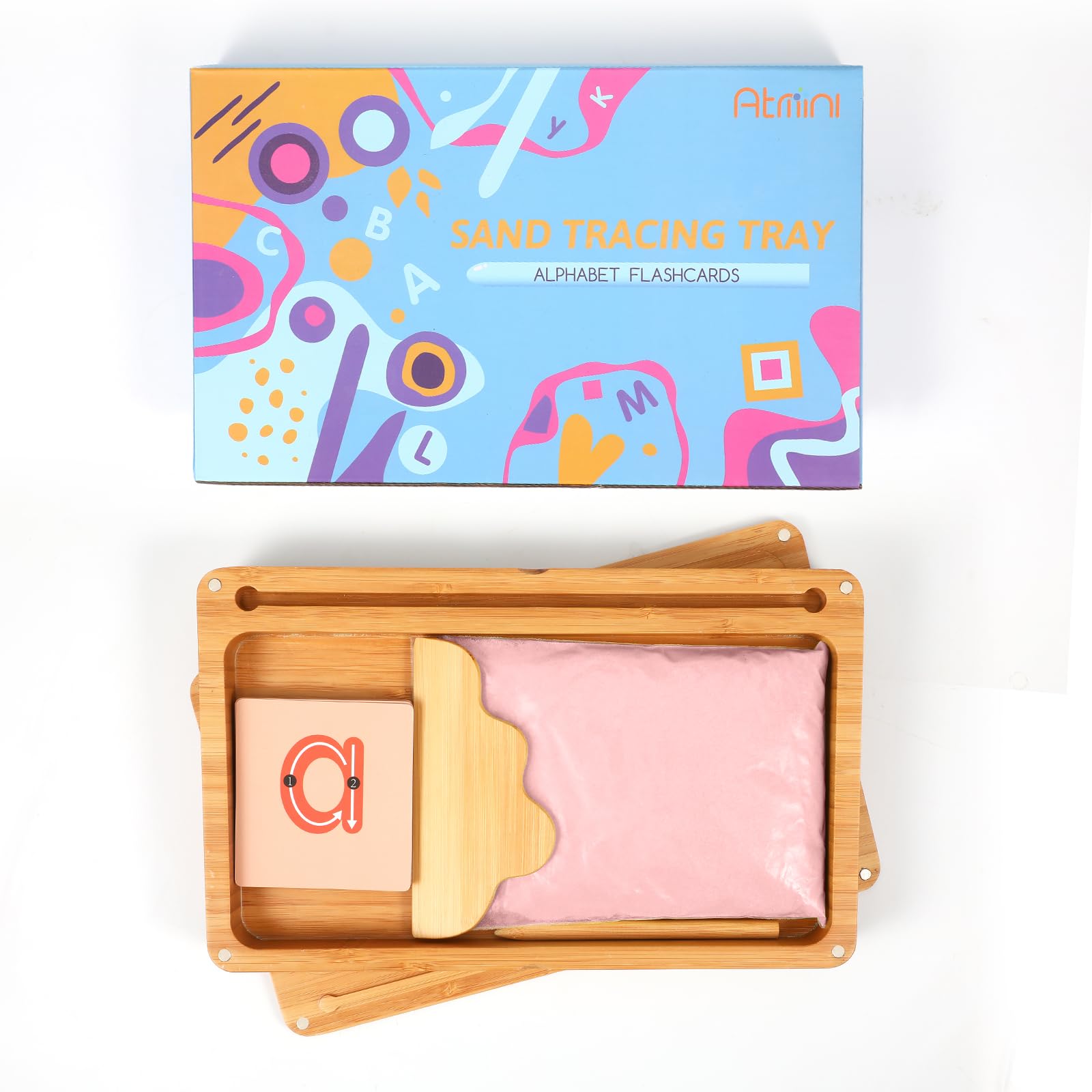 Montessori Sandtablet Primo Allenamento Lettere e Segni Giocattoli In Legno Montessori Tavolo Di Sabbia Giocattolo Educativo Per Lo Sviluppo Motore Precoce Nei Bambini (Rosa)