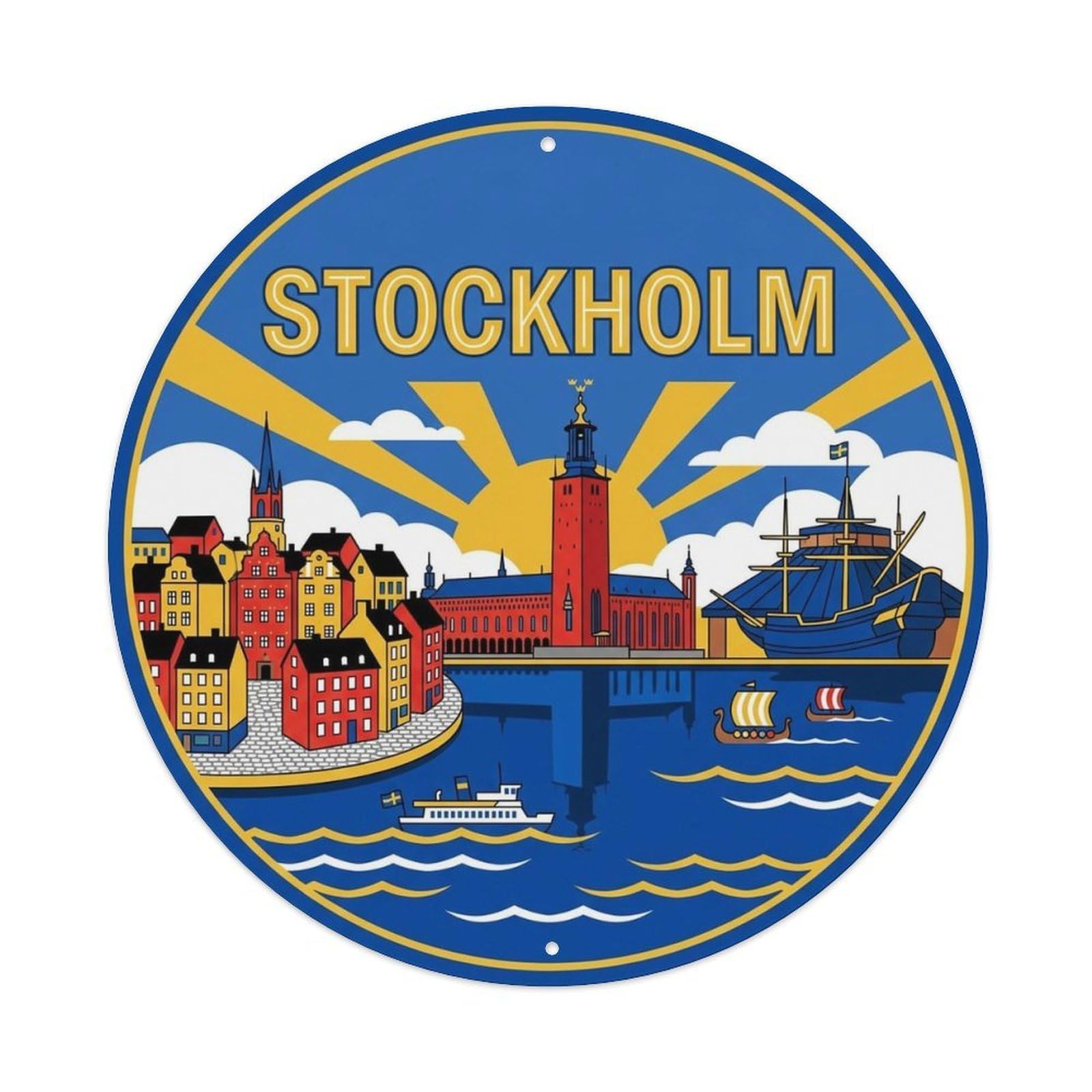 Stockholm Sweden Vintage Heritage Travel Landmark Metal Tin Sign