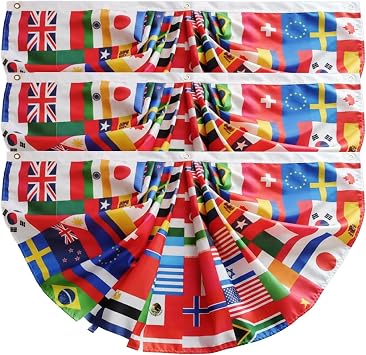 World Cup 2026 Decorations 3PACK World Cup Flags Banner 2026, International Nations Pleated Fan Bunting 1.5x3ft, Soccer World Cup Merchandise for Party Sports Club Events Grand Opening Decor