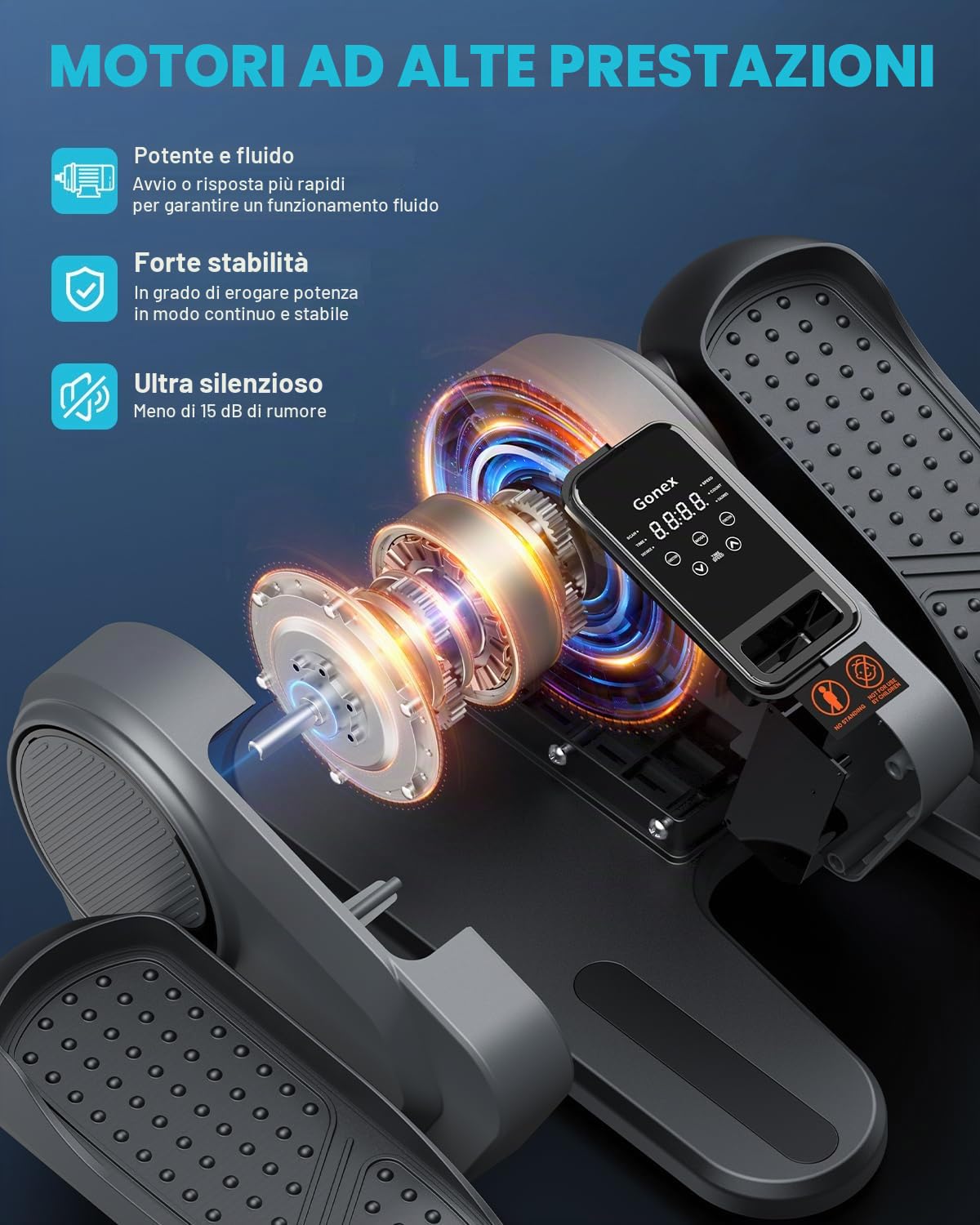 Gonex Ellittica Elettrica Sotto Scrivania Mini Ellittica da Casa con Telecomando, LCD Display, Silenzioso Pedaliera 16 Velocità, 12 Programmi Auto + Manuale, Esercitatore Gambe per Anziani