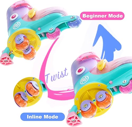 Miniatura 6 de JajaHoho Patines para niños, patines convertibles ajustables 2 en 1, edad 3-7, tamaño junior 7-12, tres ruedas a patines en línea, 3 ruedas,