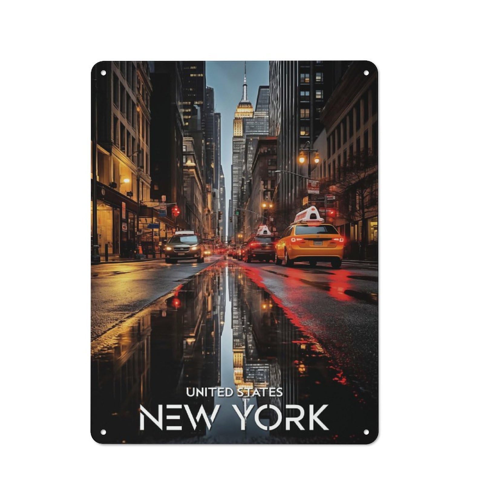 Junmoney New York City-2 New York City Kitchen Metal Sign 40X30cm, Country Style Kitchen Wall Decor For Restaurant, Kitchen, Counter Or Breakfast Nook