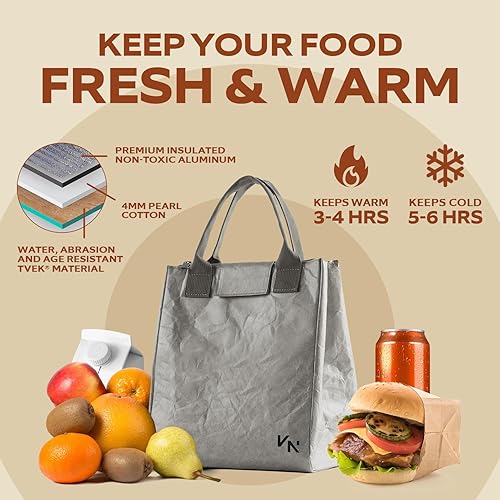 Miniatura 121 de VonNova Lonchera aislada para mujer con aislamiento térmico de alta calidad de 0.157 in, bonita bolsa de almuerzo grande de 7 litros para oficina