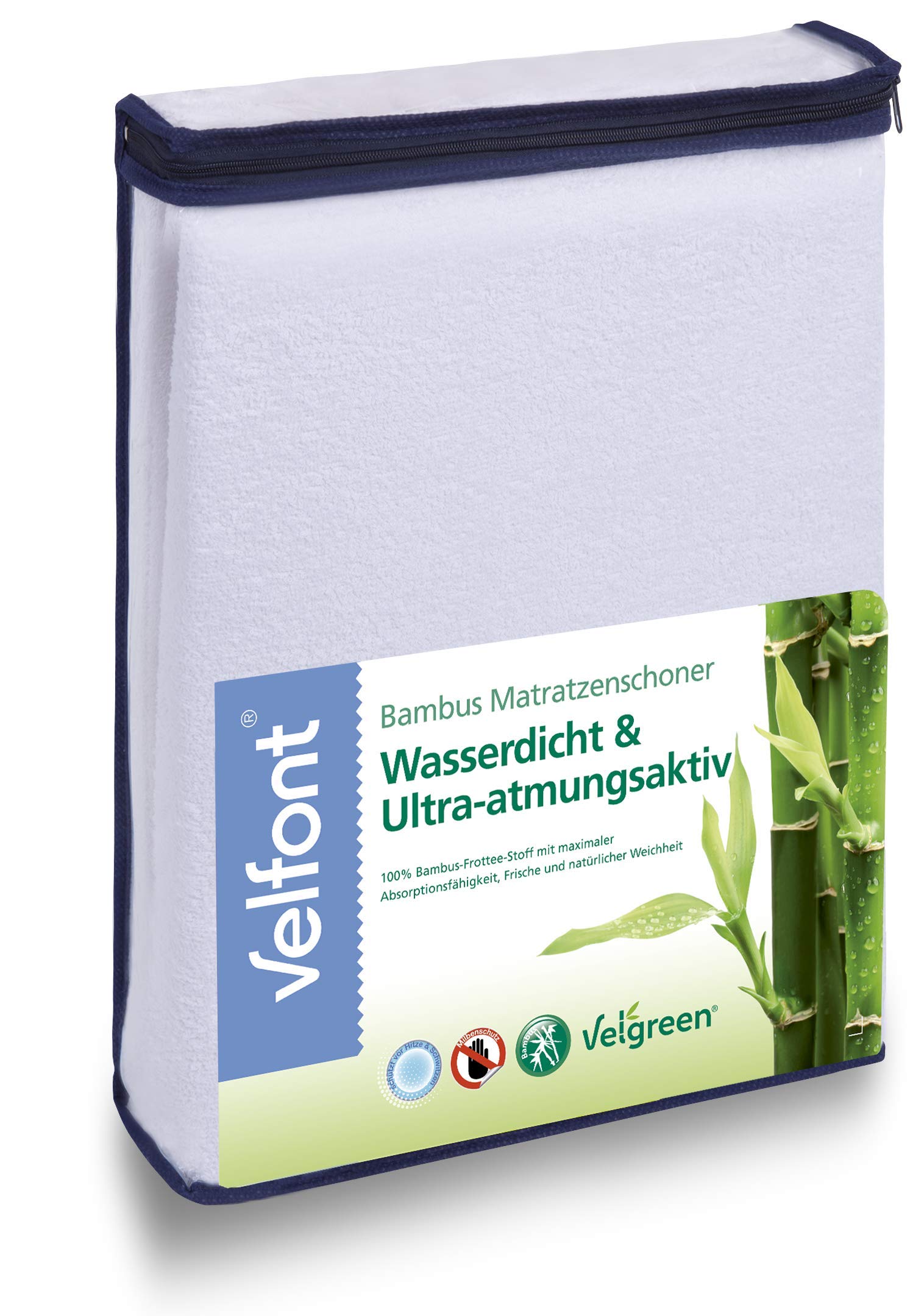 Velfont Matratzenschoner 90x200cm Bambus Matratzenhülle Sehr Saugfähig Oeko-TEX Zertifiziert Matratzenhülle Atmungsaktive und Wasserdichter