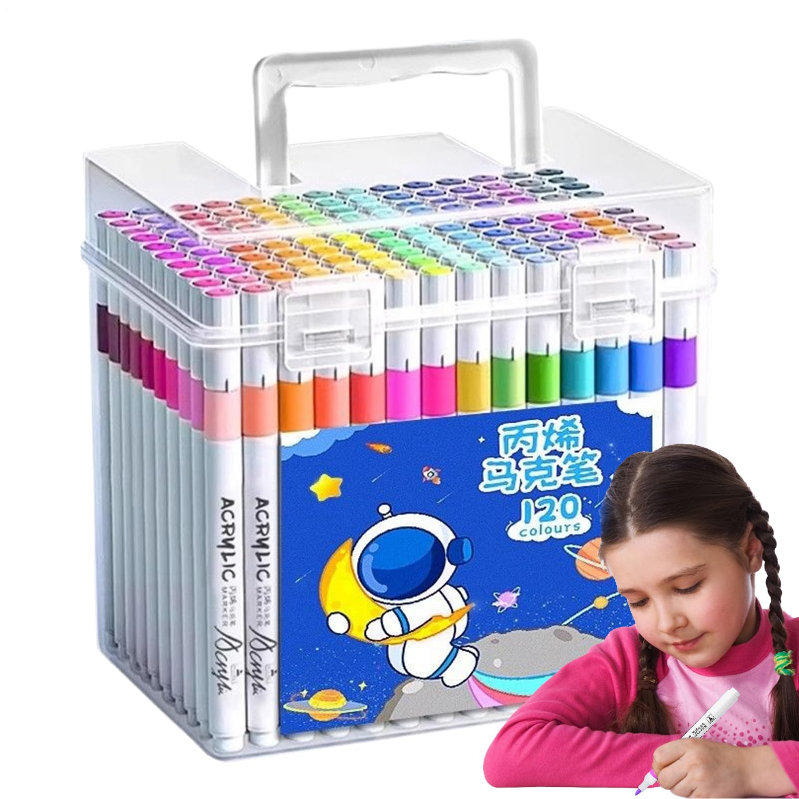 Générique Zestaw markerów akrylowych, pisak ręczny | 120 szybkoschnących kolorów do rysowania artystycznego, scrapbookingu, projektów kreatywnych dla dorosłych, szkoły i hobby