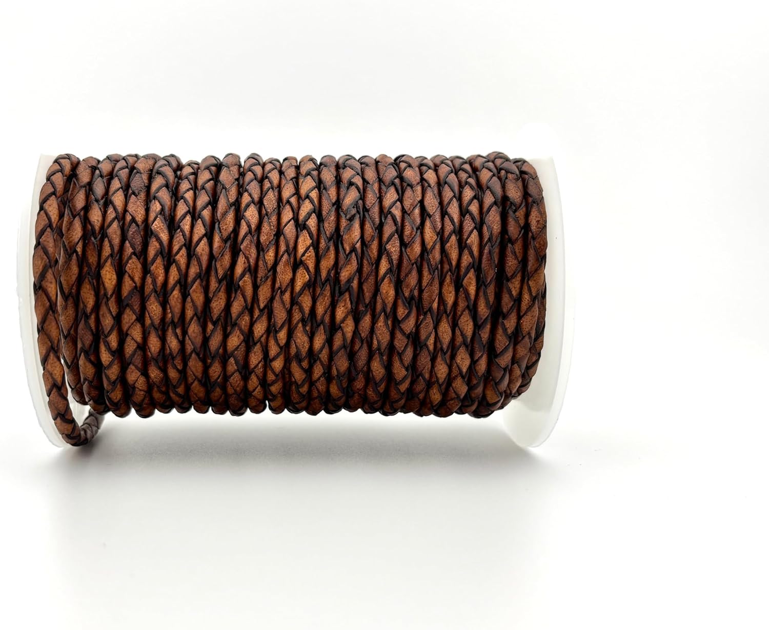 3mm Braided Leather Cord for Jewelry Making, Bracelets, Necklaces & Bolo Ties – Top Grain Leather, Flexible, Durable & Soft (Antique Brown, (65 ft)