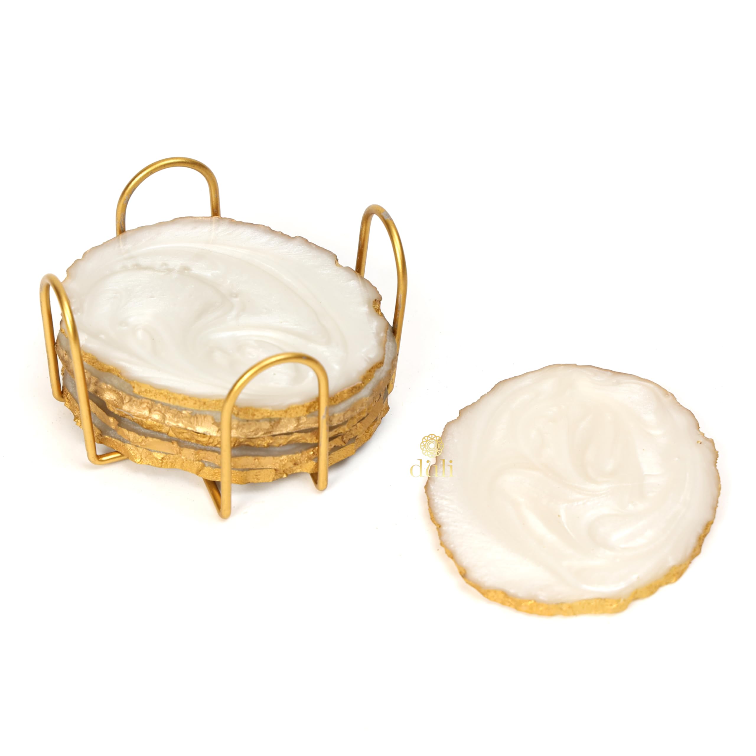 DULI Resin Coasters - Set of 6 with Holder -3
