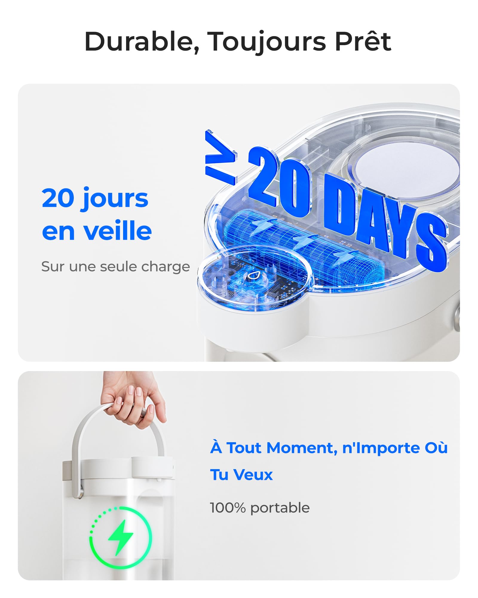 Waterdrop WD-ED11W Rechargeable Adoucisseur Filtre à Eau Distributeur, 3,5L Filtre Anti-Calcaire 3 Mois Sans Installation，Réduit Calcium/Magnésium +70 Polluants