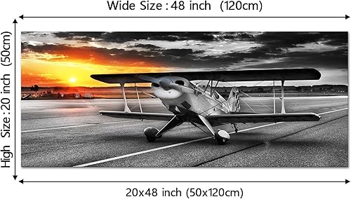 Miniatura 7 de YeiLnm Cuadro de avión, decoración de pared de oficina de aviación, negro y dorado, 20 x 48 pulgadas
