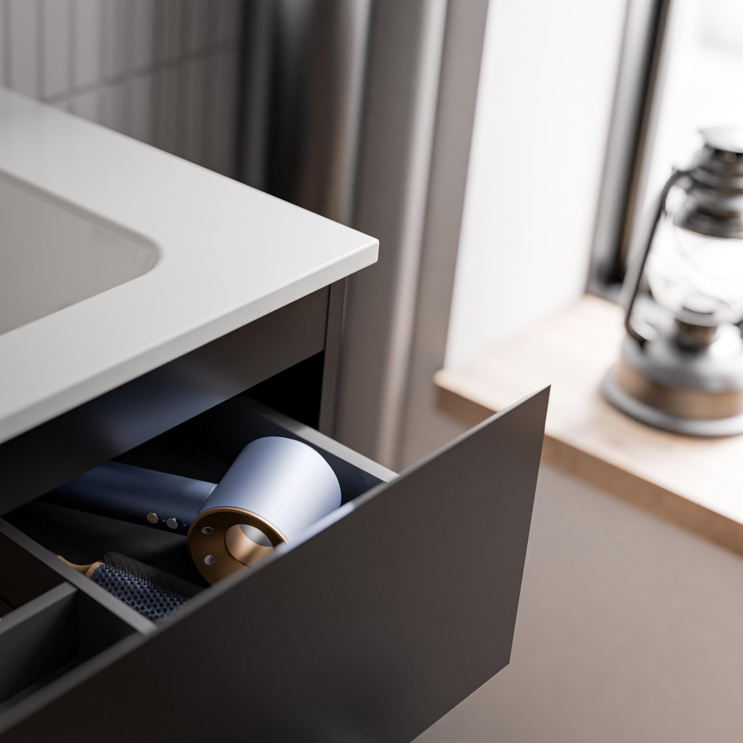 BERNSTEIN Badmöbel-Set Ava 80cm - Waschtischunterschrank Mit Mineralguss-Becken In Weiß Matt