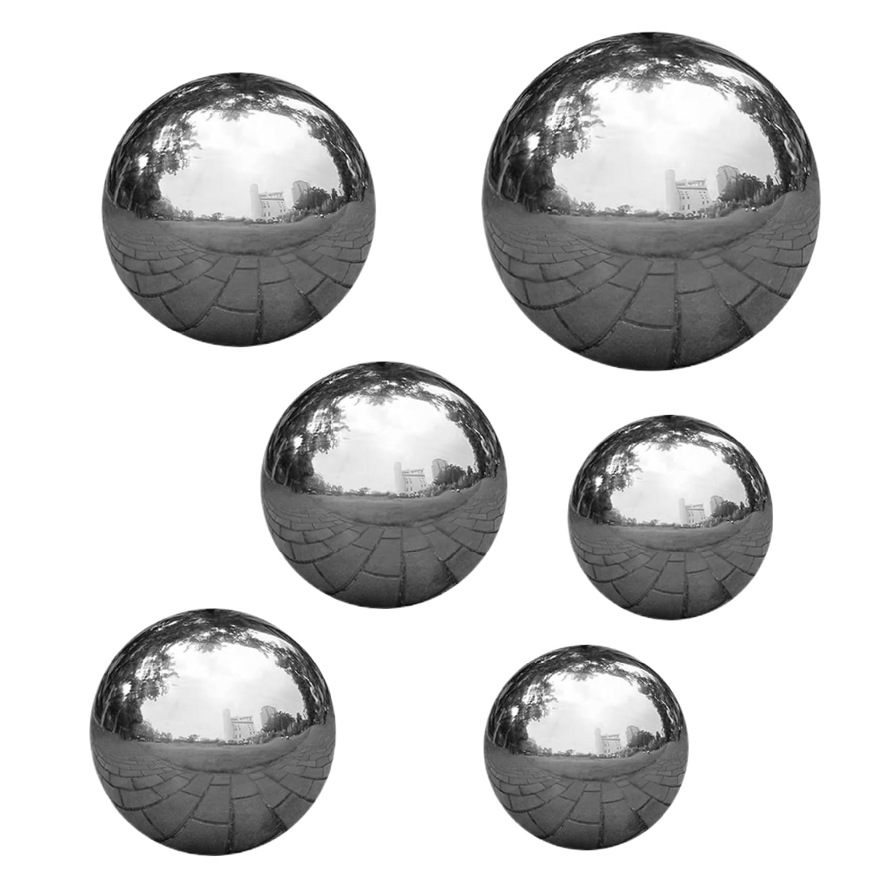Bolas de plata, bola de mirada de acero inoxidable, bolas de plata de 6 piezas, 2/3/4/6 bolas grandes y brillantes, espejo reflectante Spasa de jardín pulido para adornos para el estanque de jardín