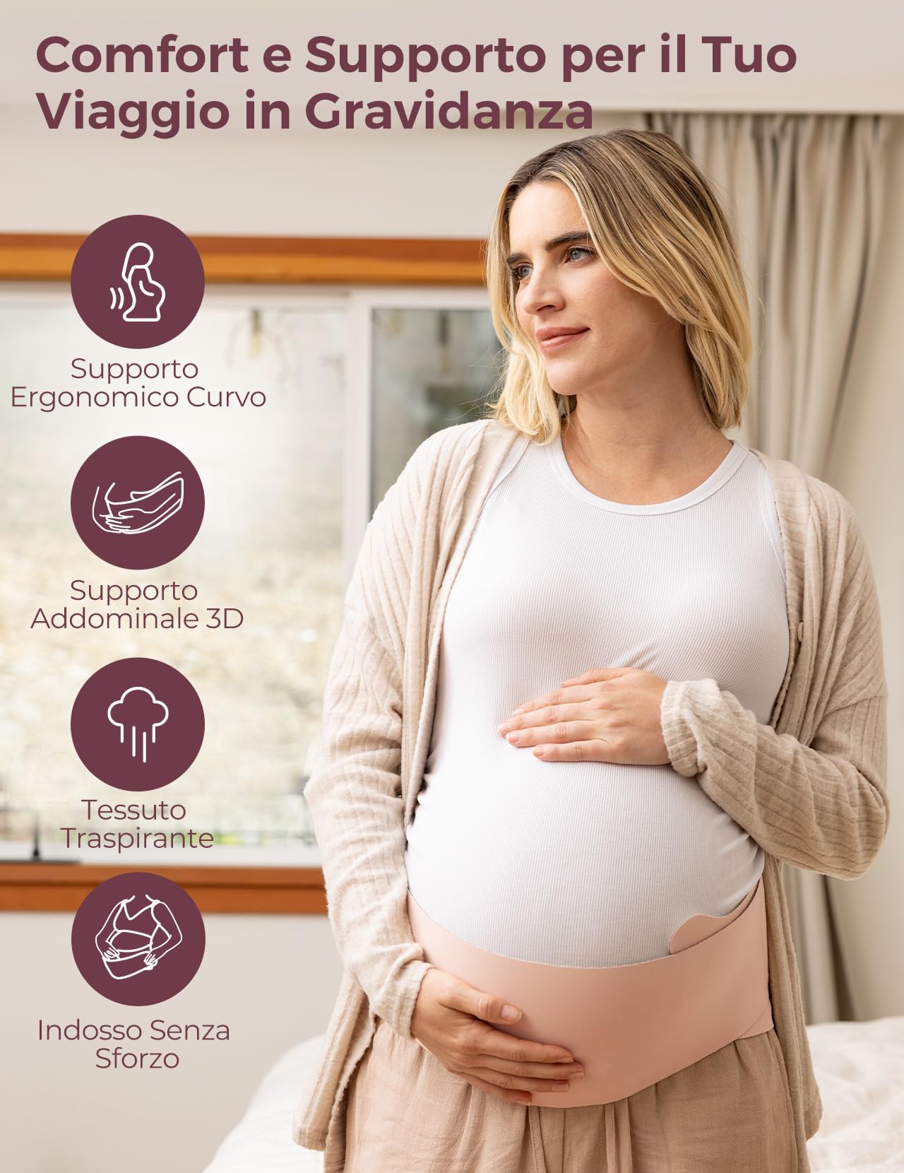 momcozy Pancera per Gravidanza con Sostegno Lombare – Faja Premaman Regolabile, Tessuto Traspirante per Alleviare Dolori Addominali, Pelvici e Lombari