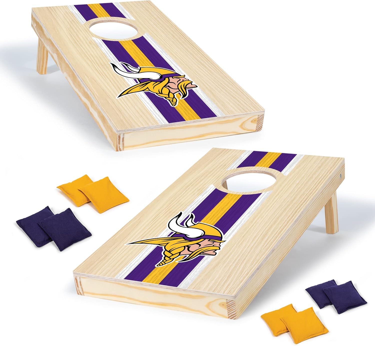 Wild Sports NFL Football Minnesota Vikings 1' x 2' Travel Size Solid Wood Cornhole Set with Direct Print HD Team Graphics – Great Gift for Any Sports Fan! Bean Bag Toss Family Games for Outdoor Play