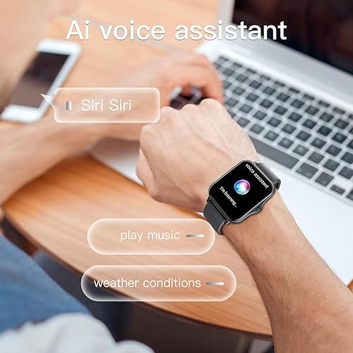 Miniatura 4 de Reloj inteligente (respuestahacer llamadas) Bluetooth rastreador de actividad física con frecuencia cardíaca, monitor de sueño, asistente de voz AI,