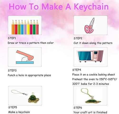 Miniatura 2 de Xmfdty Kit de llavero de hojas de plástico retráctil, 215 piezas de papel de películas retráctiles, incluye 25 hojas de papel de arte retráctil con