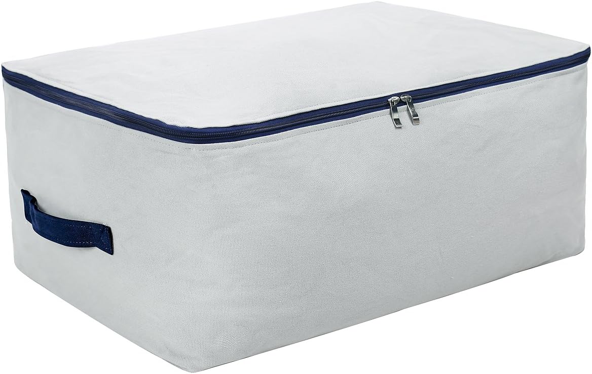 iwill createpro Canvas Household Jumbo Collapsible Storage Bag, Blanket Bag, closet soft storage bag, Sweater organizer box with zipper and 2 strong handles, Washable (Grey)
