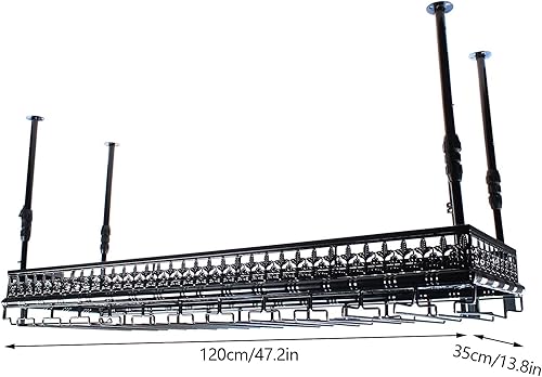 Miniatura 10 de Estante de vino y soporte para copas de pared de 2 capas, estante de almacenamiento de copas de vino con 8 botellas de vino, soporte de exhibición