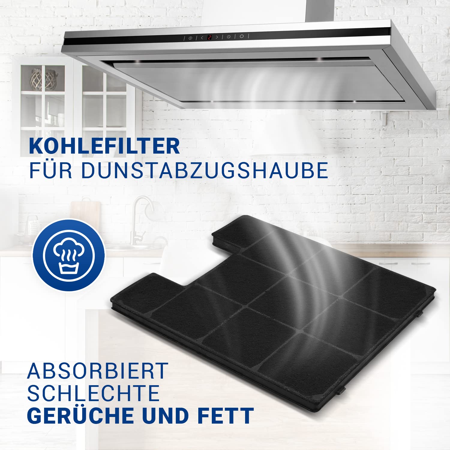 VIOKS 4x Dunstabzugshaube Filter Ersatz für Amica KF 17141 KF 17147 | Aktivkohlefilter Active Kohlefilter, für Umluft Dunstabzug Abzugshaube