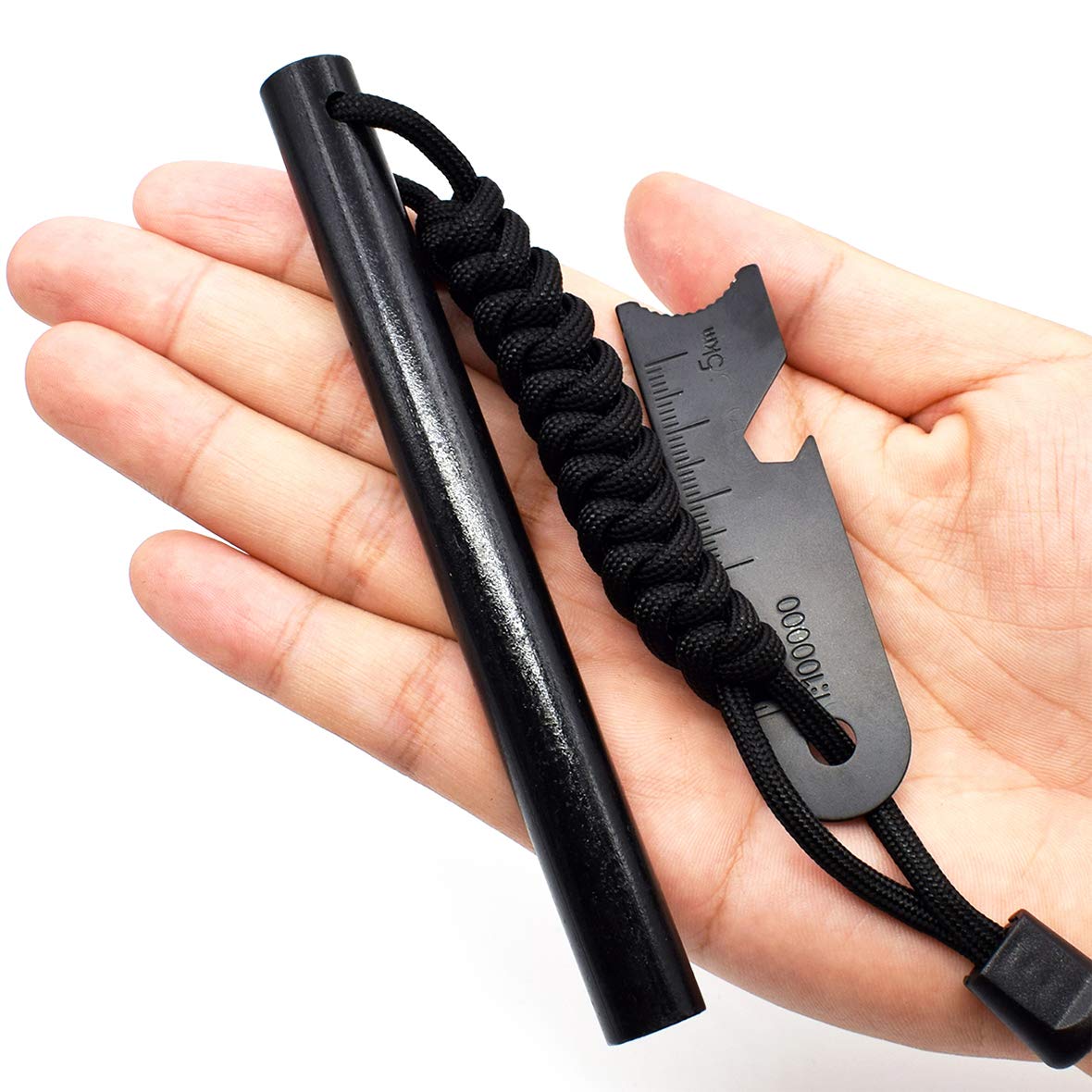Juego de pedernal magnesio 13 cm 13 mm supervivencia iniciador fuego paracord rascador XXL