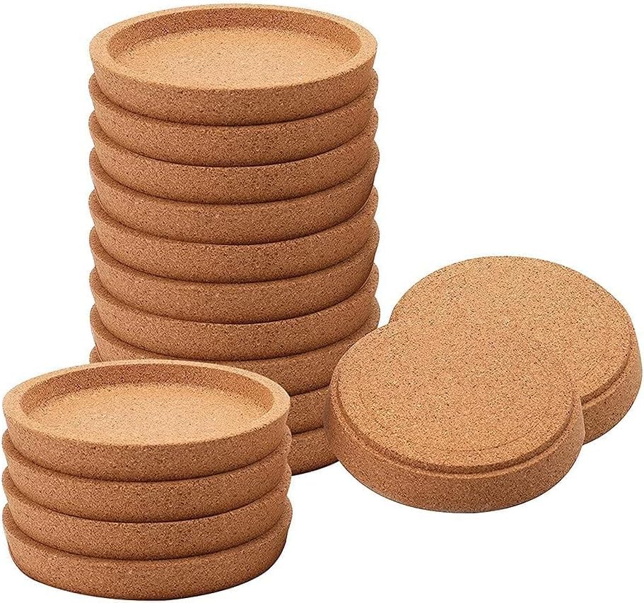Lunovrans 16 Pack Kork Untersetzer Absorbierende HitzebestäNdige Runde Kork Untersetzer für die Meisten Tassen in Dem BüRo oder zu Hause (16PCS)