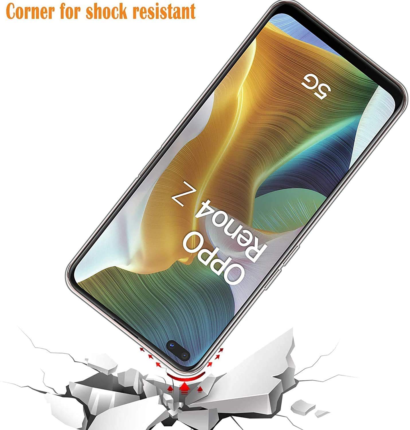 Young & Min Cover per Oppo Reno 4 5G + Pellicola Vetro Temperato, Sottile Silicone TPU Bumper Case Antiurto Antigraffi Case Custodia per Oppo Reno 4 5G, Nero