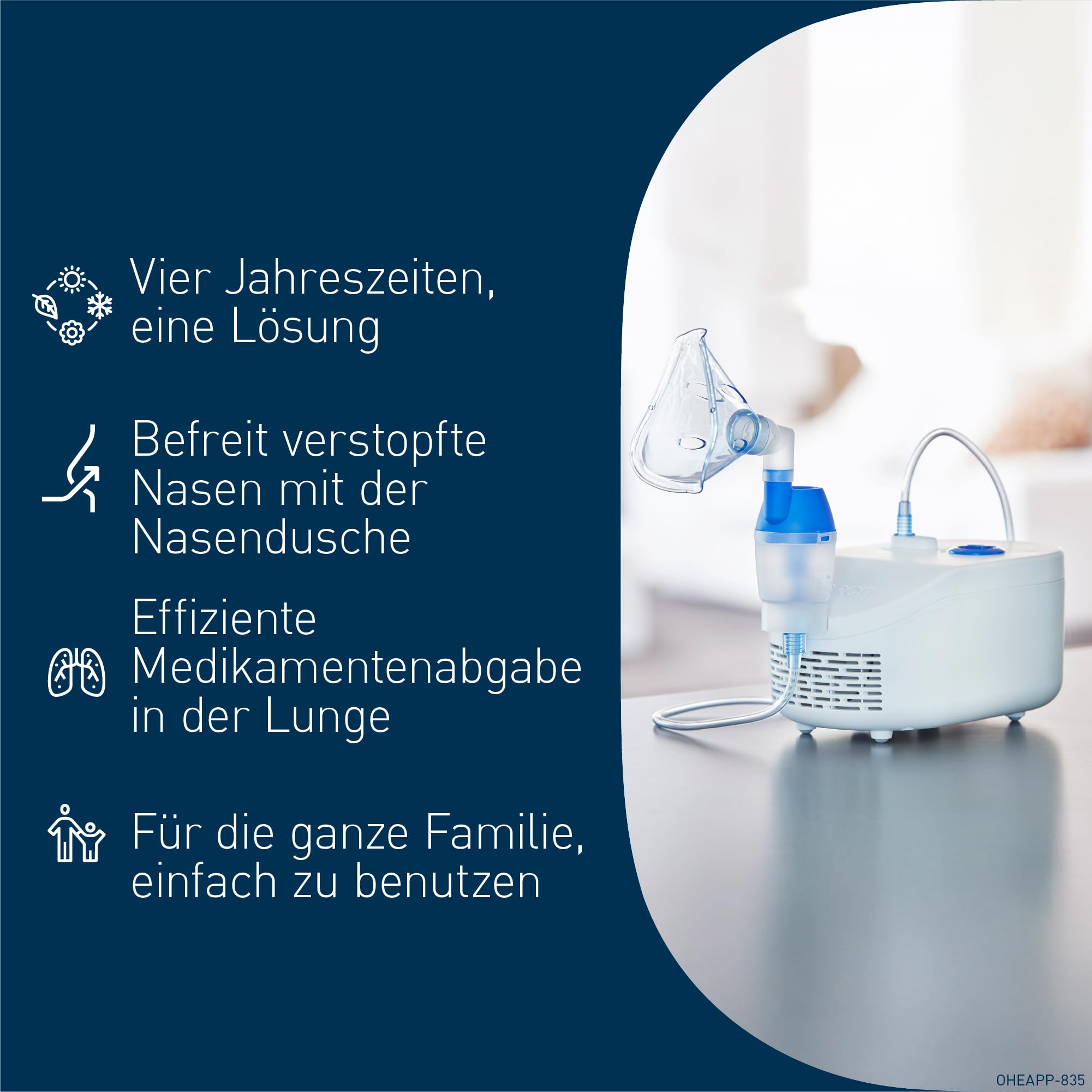 OMRON X102 Total Inhalationsgerät für Kinder & Erwachsene, mit Nasendusche | Vernebler zur effektiven Behandlung von Atemwegsbeschwerden das ganze Jahr hindurch, von Allergien bis Erkältung