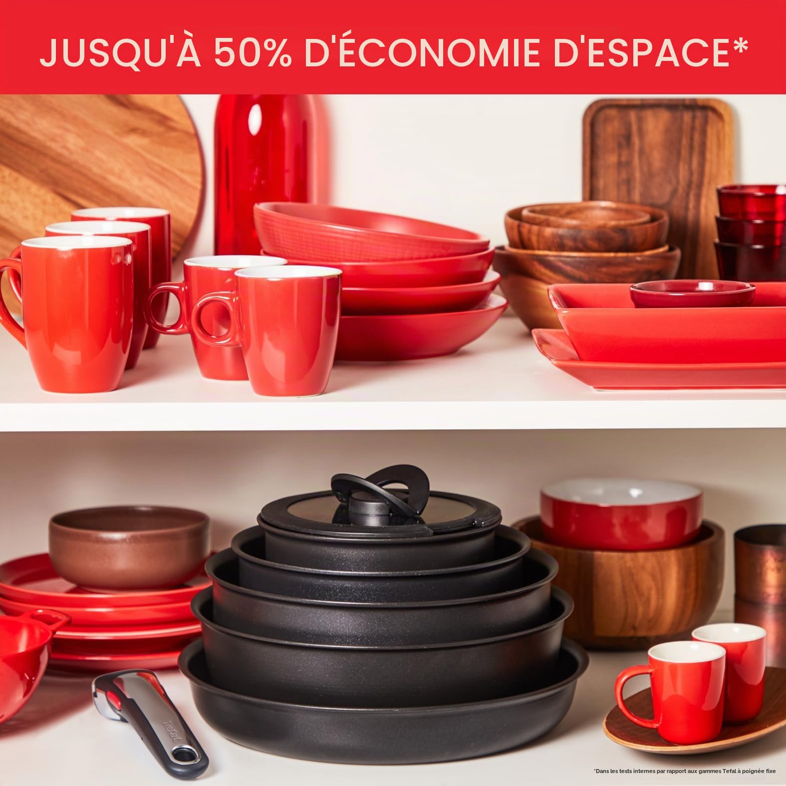Tefal Ingenio Lot de 3 pièces, Poêles antiadhésives 24/28 cm + poignée amovible, Induction + four, Revêtement antiadhésif, Empilable, Fabriqué en France, Unlimited On L3959143