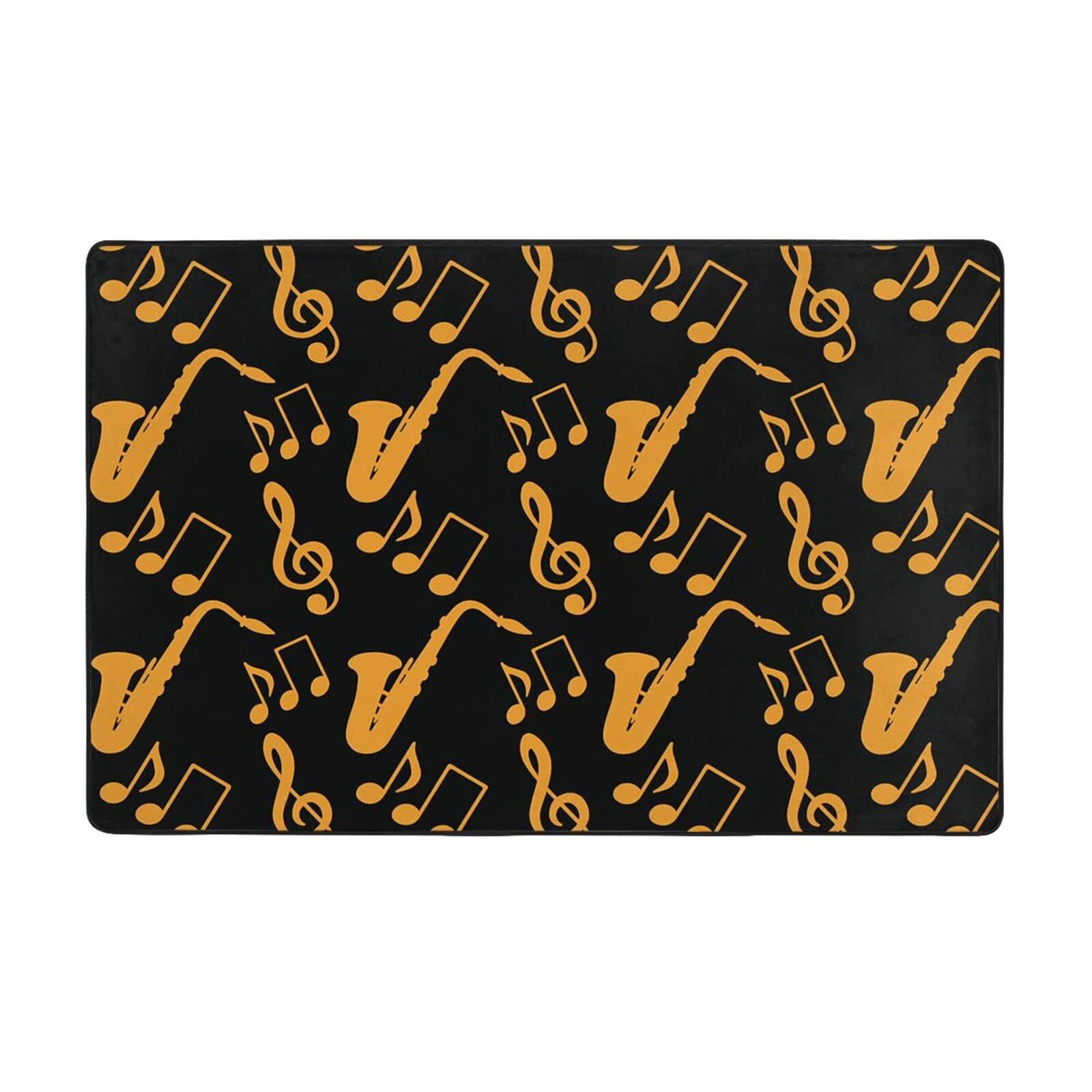 Tapis de salon lavable et sécurisé pour éviter les glissades avec motif musique chic