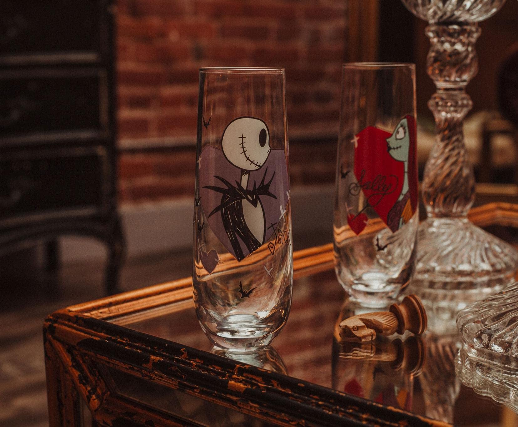 Disney Lot de 2 verres cannelés Jack et Sally L'Étrange Noël de Monsieur Jack et Sally