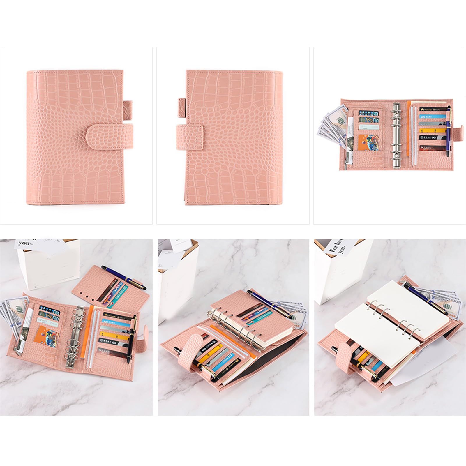 Quaderno con raccoglitore con pagina a righe punteggiate e non rigate, porta carte, tasca portaoggetti multipla per taccuino a tre ante per uomo e donna
