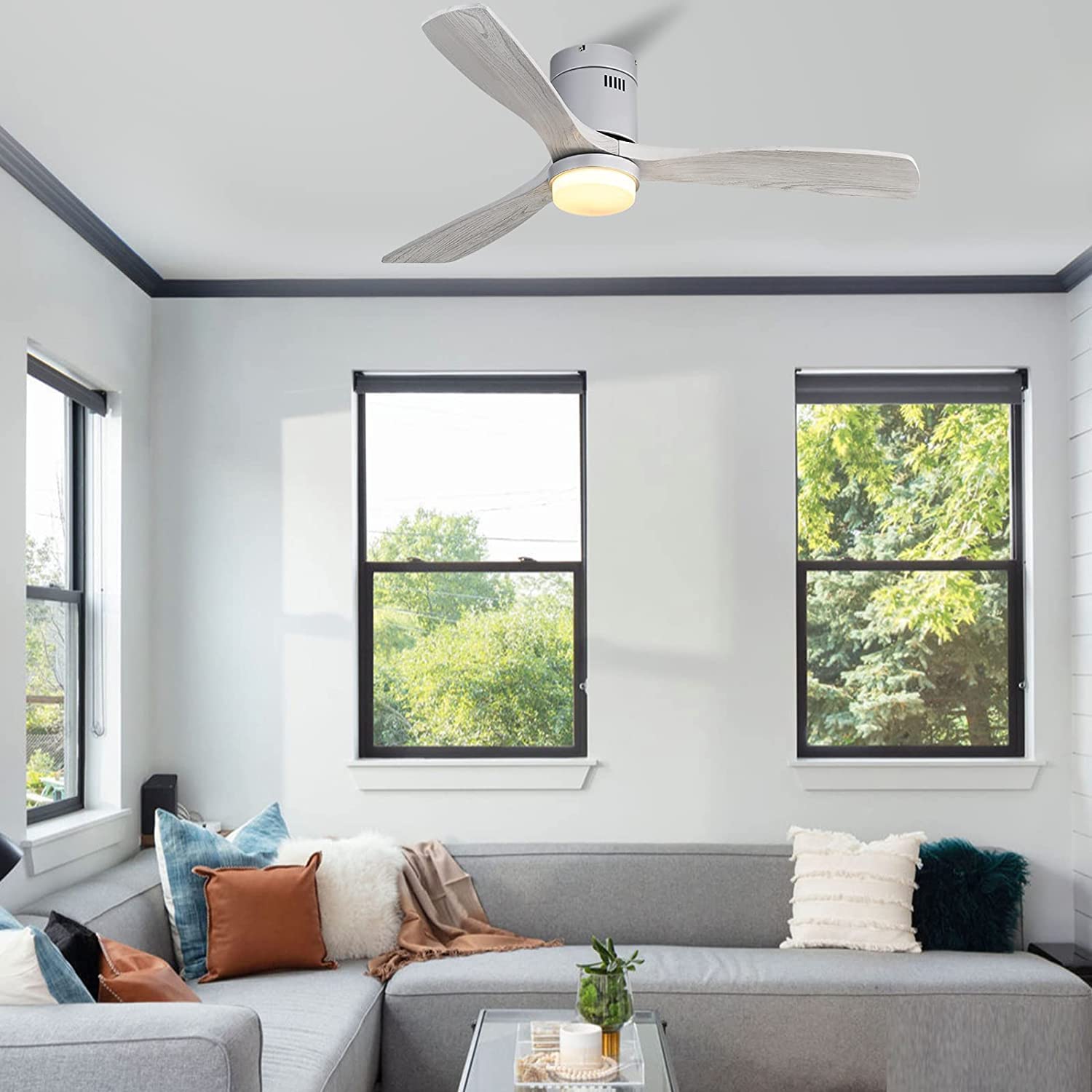 CACI Mall Ceiling Fans with Lights, 52 inch Low Profile Ceiling