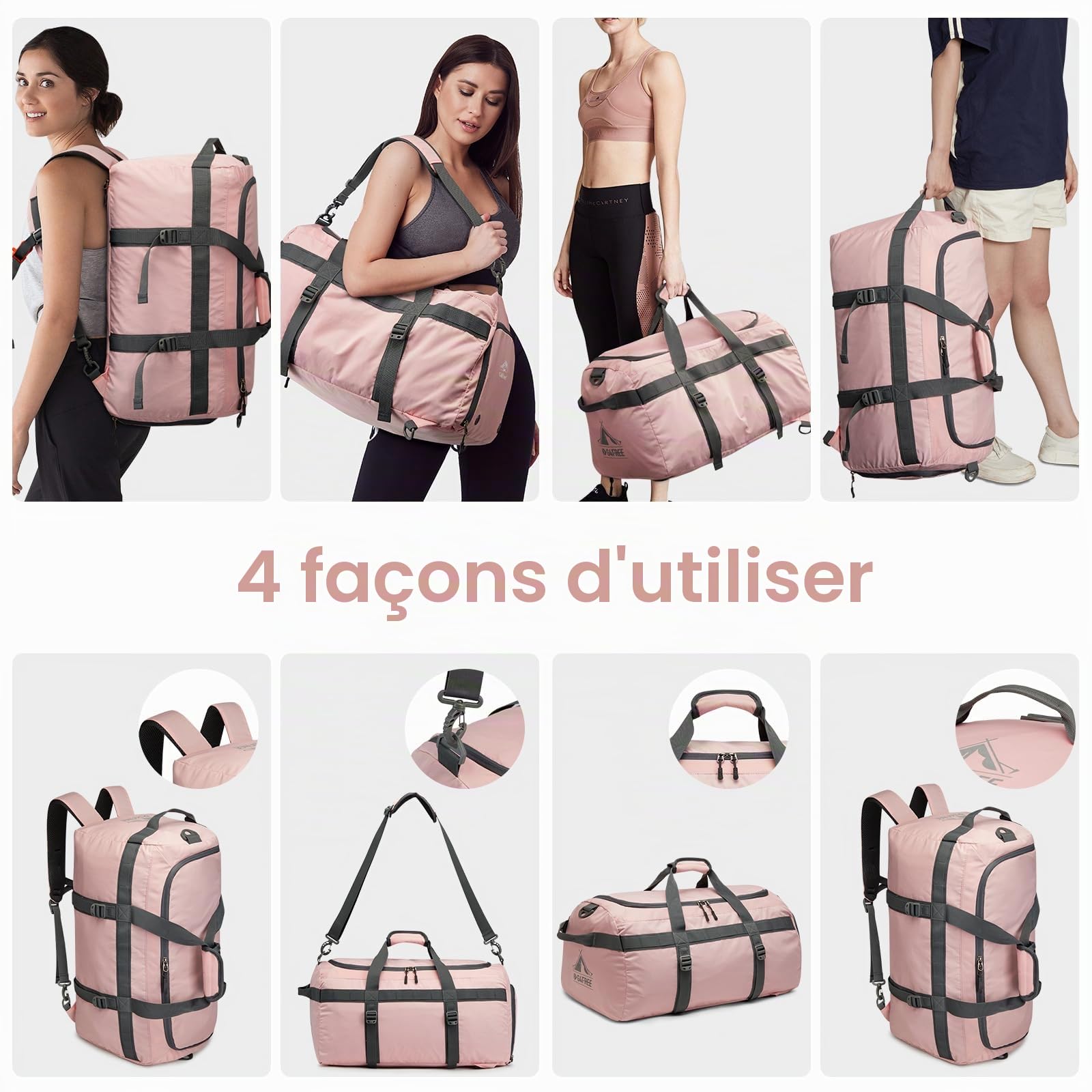 G4Free Grand Sac de Sport et Sac de Voyage 45 l pour Homme et Femme/avec Compartiment à Chaussures et Compartiment Humide/Sac d'entraînement & Sac de Gym & Sac de Sport Scolaire/pour l'école, Le