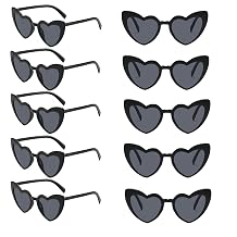 10-Pack Heart-Shaped Fashion Sunglasses, UV400 Protection Unisex Party Favors Bulk Accessories Women & Men