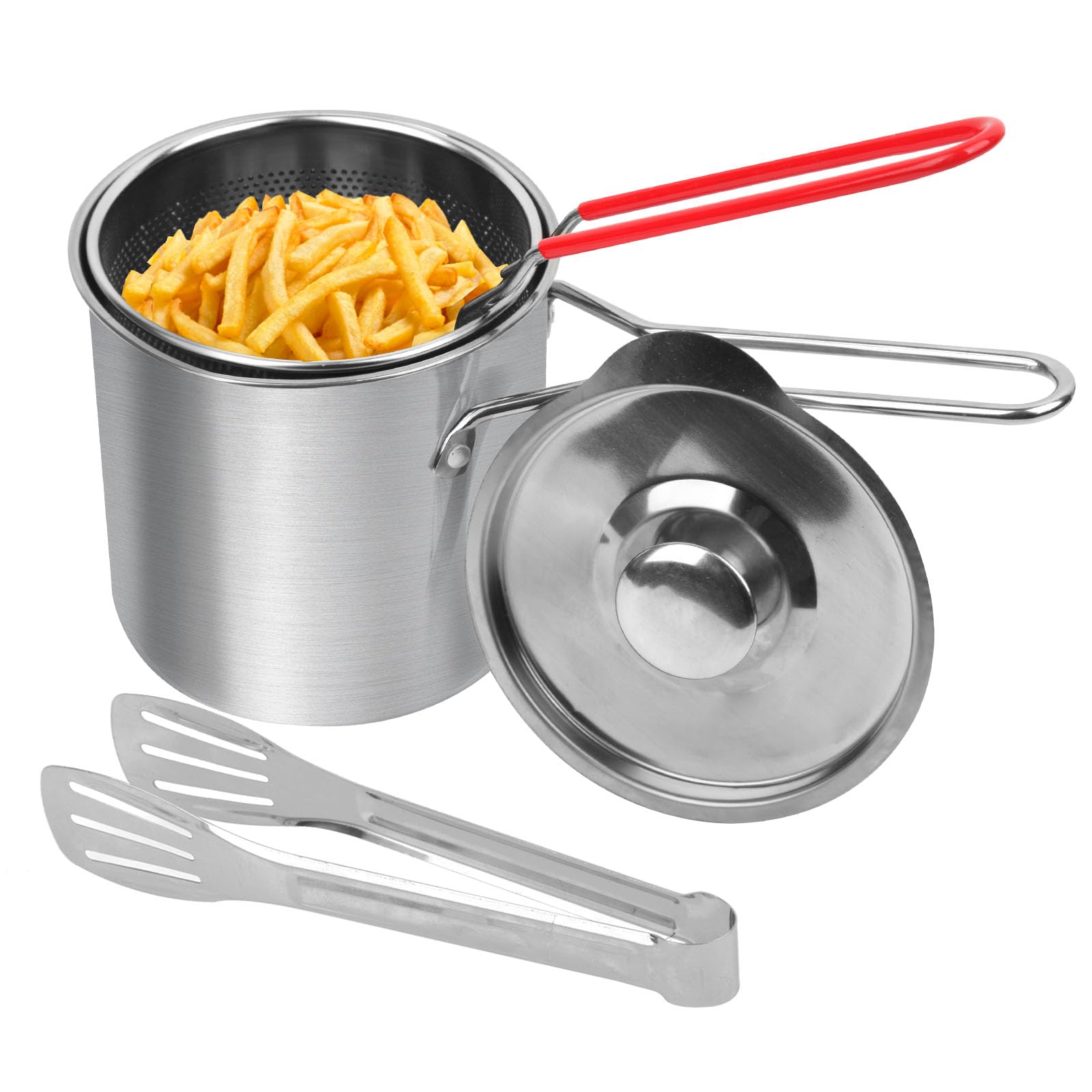 Amazon.com: Mini Deep Fryer with Basket Lid Tong for Stove, Mini Size ...