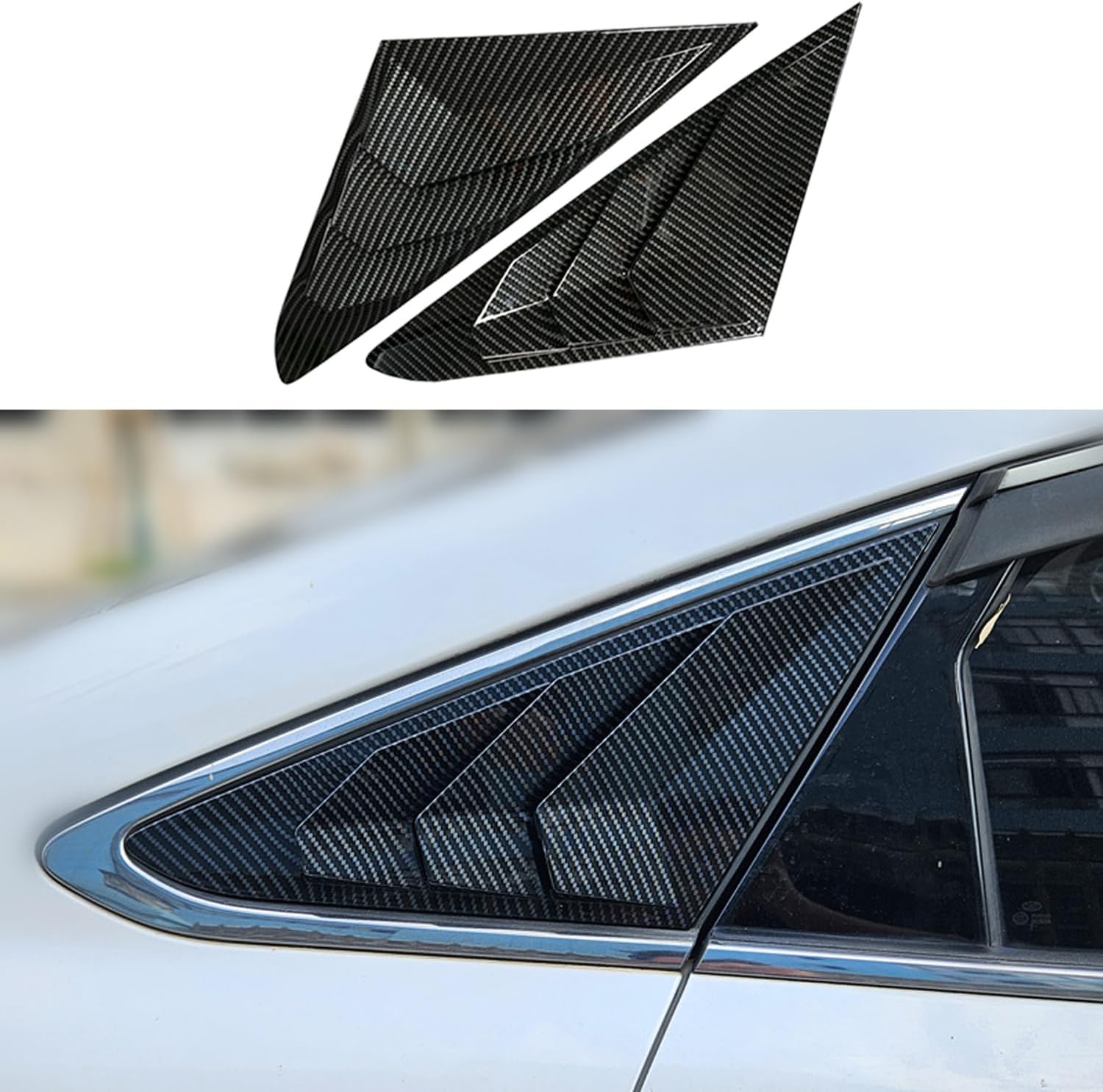 Rifoda for Sonata Window Louvers Air Vent Scoop Shades Cover Blinds Fit for Hyundai Sonata 2015 2016 2017 2018 2019 Rear Side Window Louvers Decoration Trims ABS Material 2PCS (Carbon Fiber)